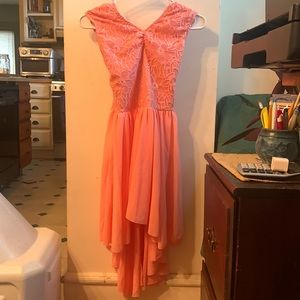 Beautiful Coral/Peach Weissman dance costume, size large child,